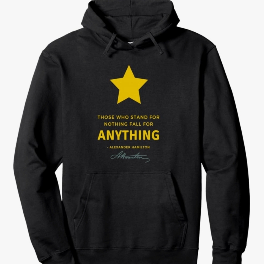 ALEXANDER HAMILTON QUOTE BLACK SWEATSHIRT SIZE LARGE